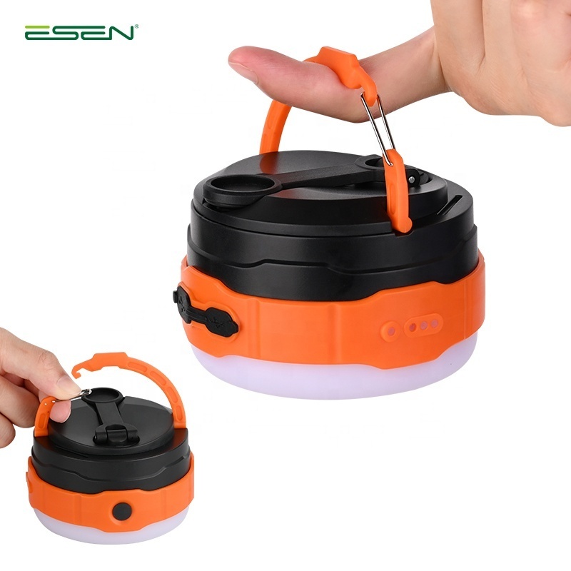 ESEN 500lm Outdoor Dynamo Hand Crank Led Camping Light USB-C Rechargeable Tent Lamp Powerbank  Camping Lantern With Hang Hole