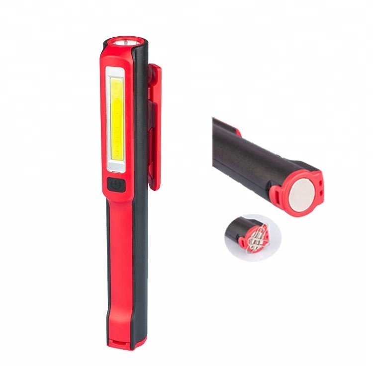 Multifunction rechargeable flashlight  high lumens LED COB pocket pen work light with clip and bottom with strong magnet