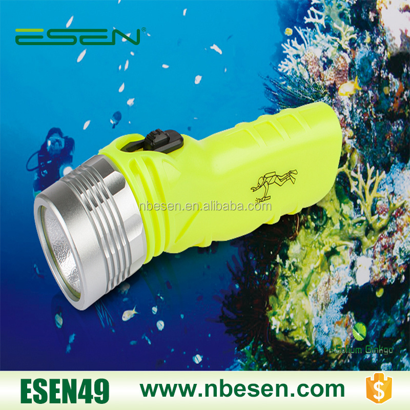 AA battery operated 3 mode Underwater diving torch waterproof flashlight