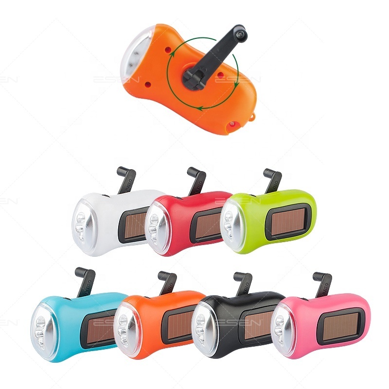 Promotional gift mini solar hand crank torch led emergency flashlight