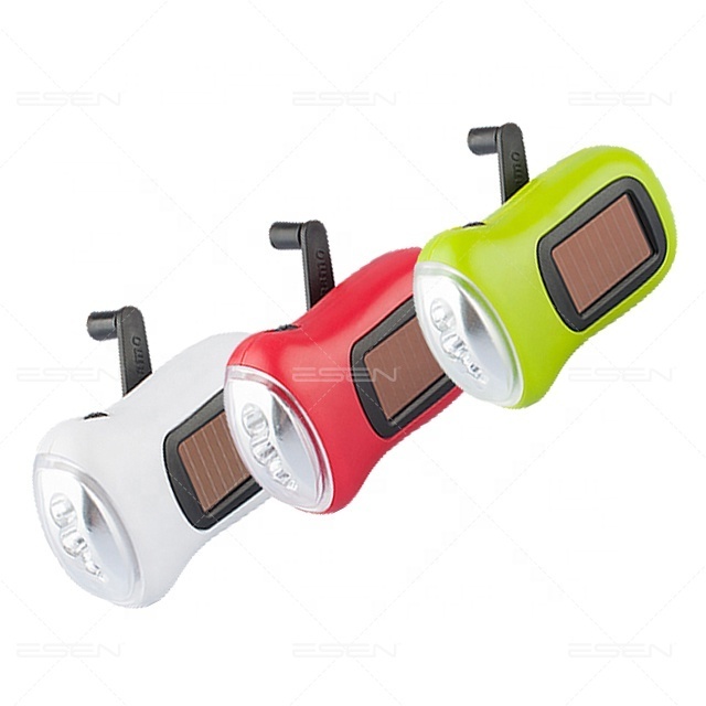 Promotional gift mini solar hand crank torch led emergency flashlight