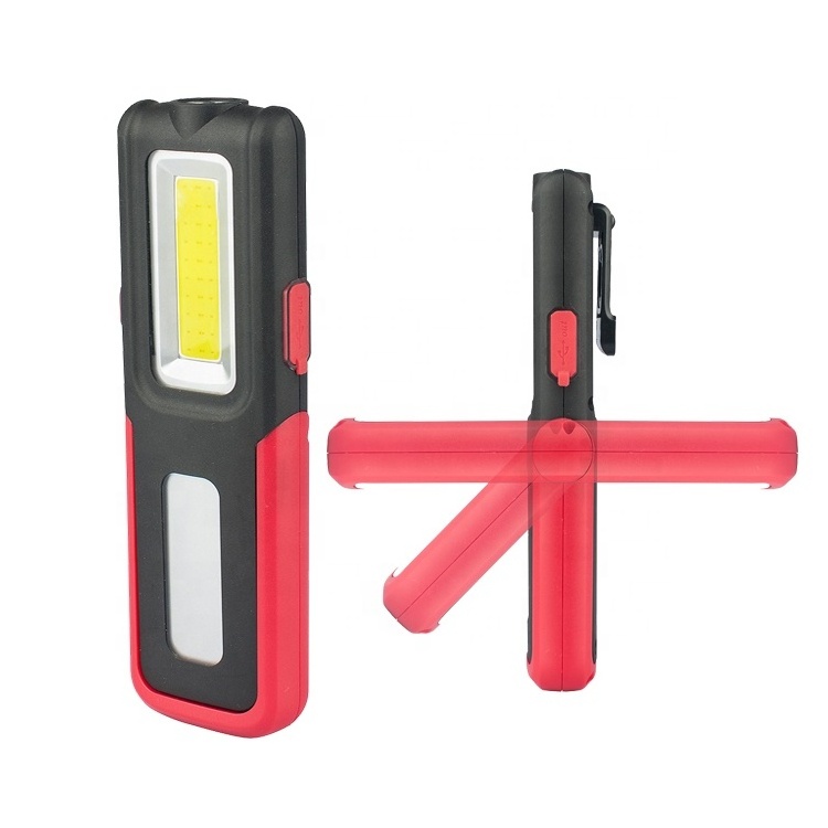 Adjustable Rotating Emergency Warning flashlight USB rechargeable work flashlight with hook