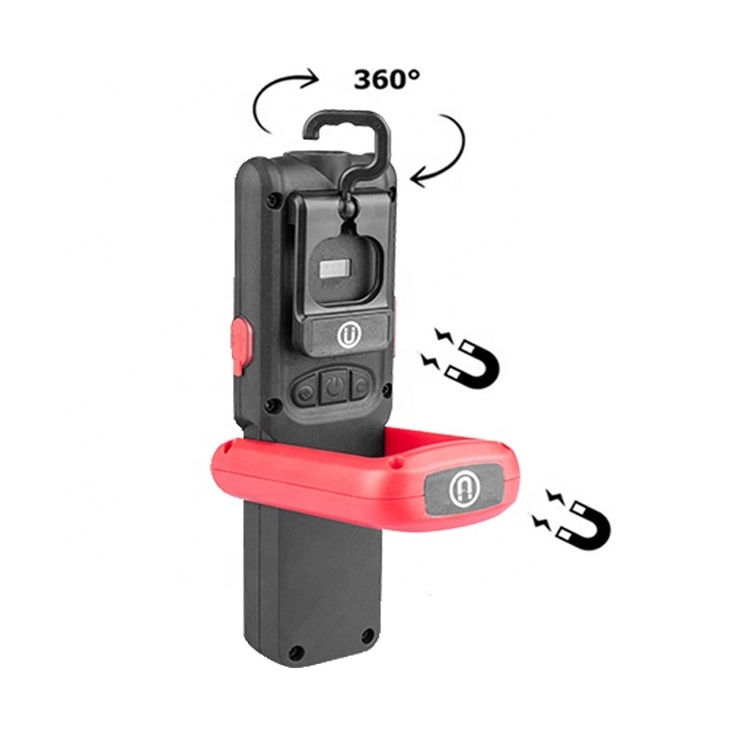 Adjustable Rotating Emergency Warning flashlight USB rechargeable work flashlight with hook