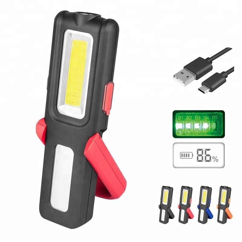 USB Rechargeable COB LED Flashlight Inspection Lamp led magnetic Work Light with Handing Hook