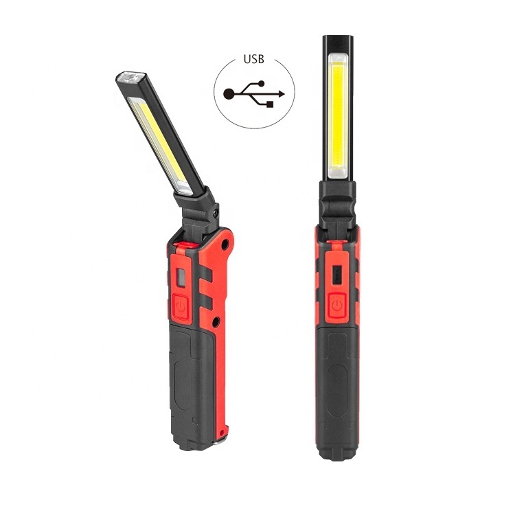 Mini USB Rechargeable Work Light Portable Flashlight Magnetic Base COB LED Torch for Car and Truck Repair