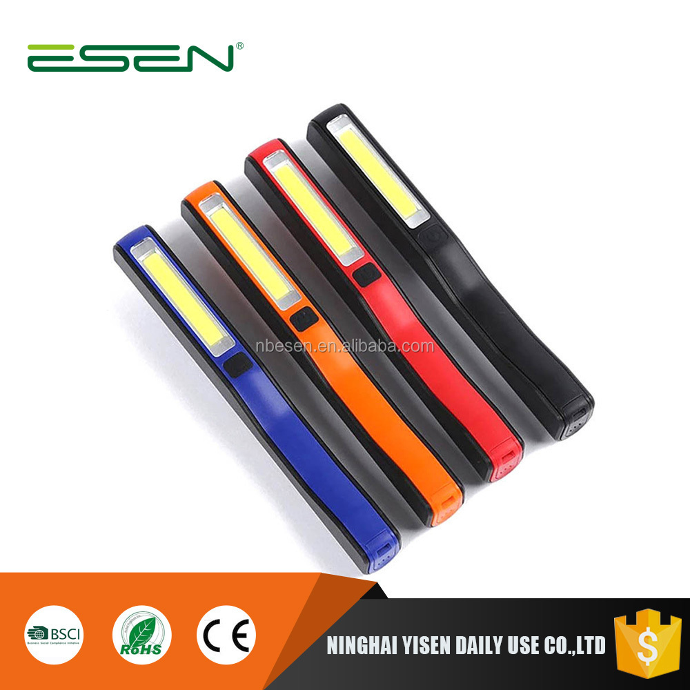 Hot USB Charge Rechargeable Work Light Flashlight with Clip COB LED Pocket Pen