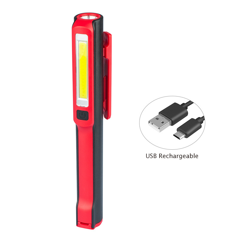 USB rechargeable pocket pen LED mini torch light with clip and 120 degree magnetic strip for working repairing