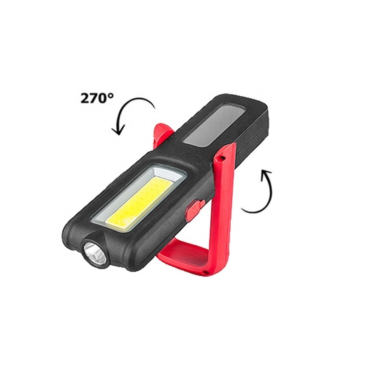 Adjustable Rotating Emergency Warning flashlight USB rechargeable work flashlight with hook