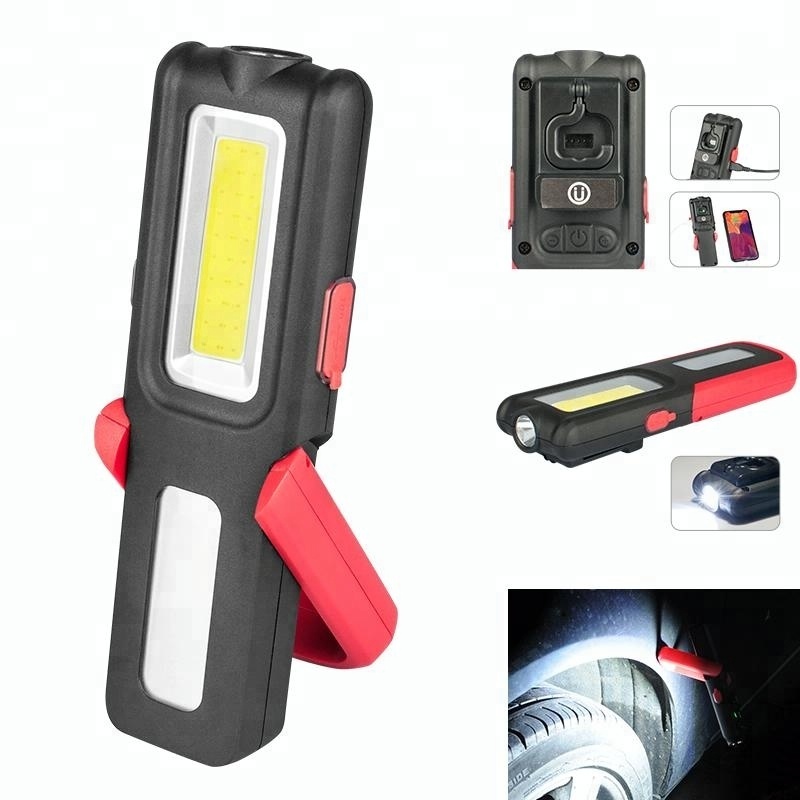 USB Rechargeable COB LED Flashlight Inspection Lamp led magnetic Work Light with Handing Hook