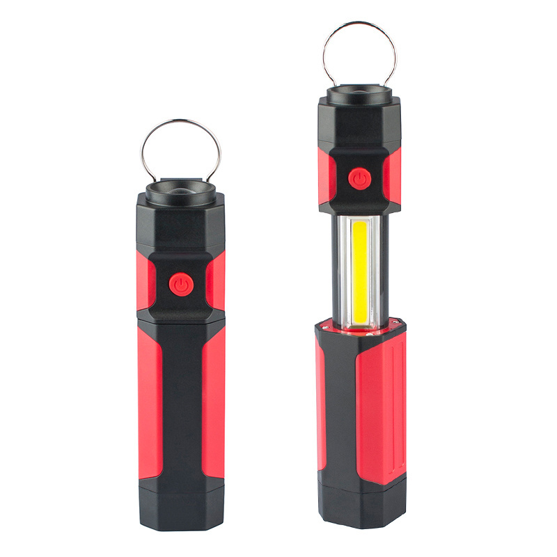 ESEN96 inspection 4 AAA battery operated plastic COB work light with magnet and hook