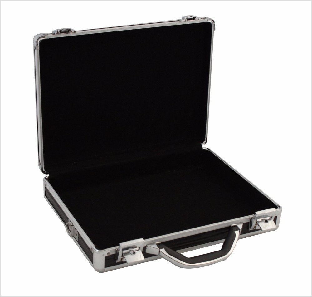 APC006 380*280*80mm Aluminum Hard Case Foam Black Briefcase Portable Tool Case Aluminum Carrying presidential Case