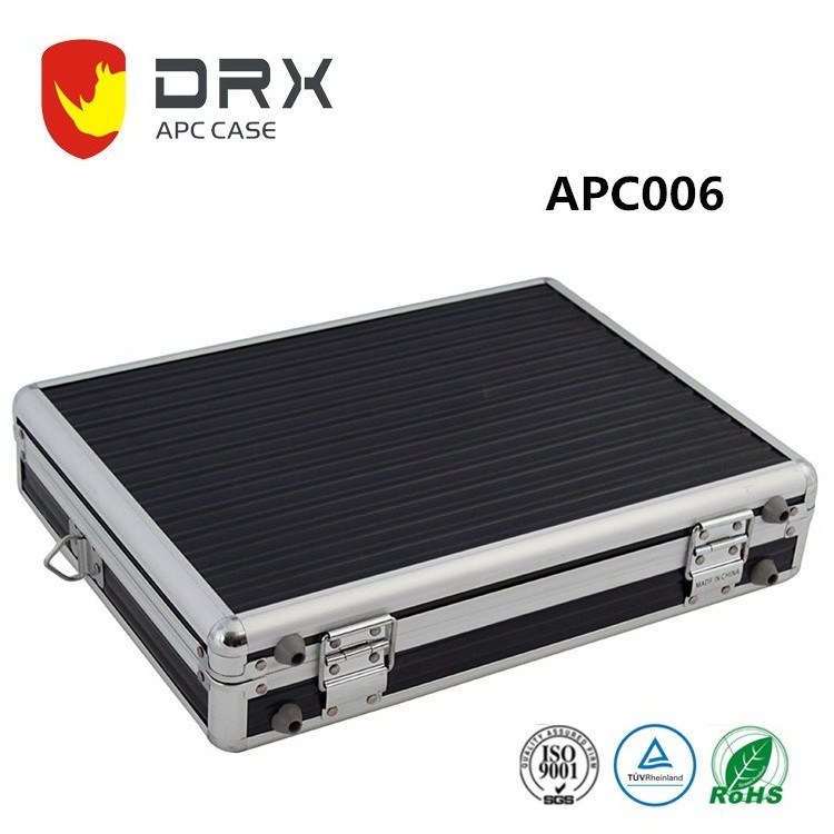 APC006 380*280*80mm Aluminum Hard Case Foam Black Briefcase Portable Tool Case Aluminum Carrying presidential Case