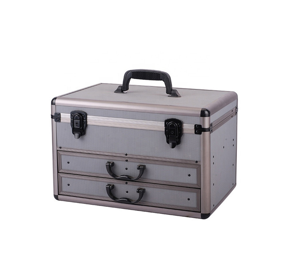 High Quality Vanity Aluminum Barber Tool Carrying Case Aluminum Grooming Tool Box Aluminum Carry Case