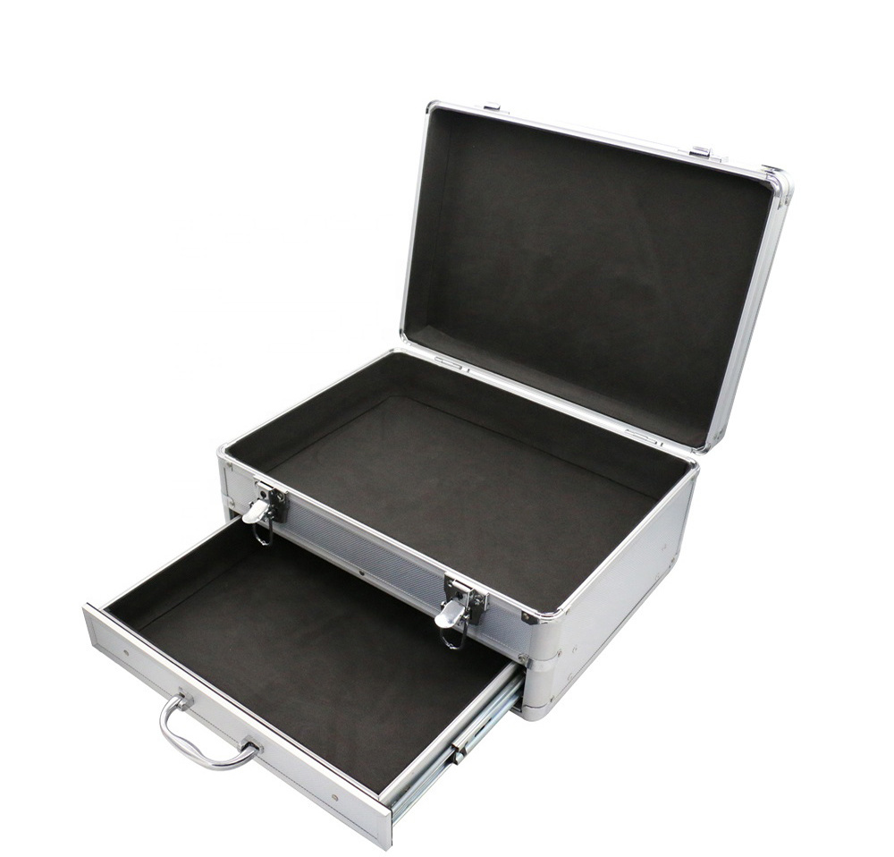 High Quality Vanity Aluminum Barber Tool Carrying Case Aluminum Grooming Tool Box Aluminum Carry Case