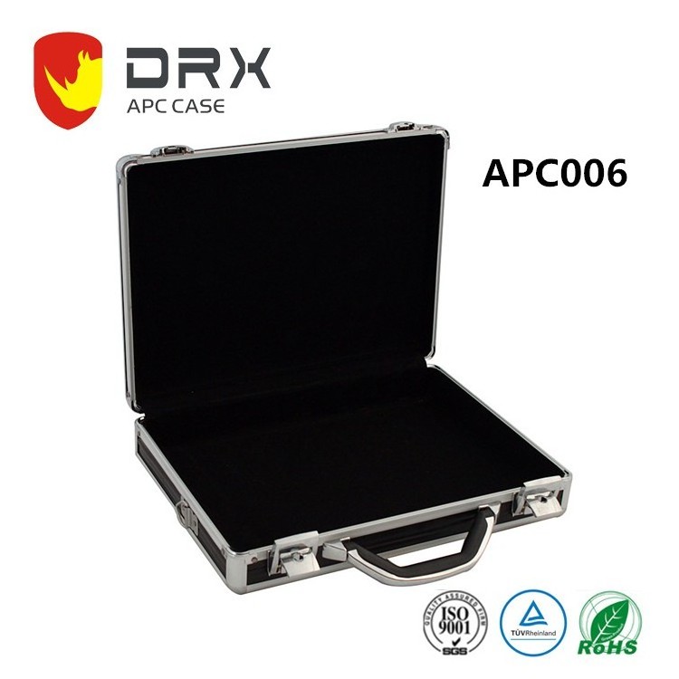 APC006 380*280*80mm Aluminum Hard Case Foam Black Briefcase Portable Tool Case Aluminum Carrying presidential Case