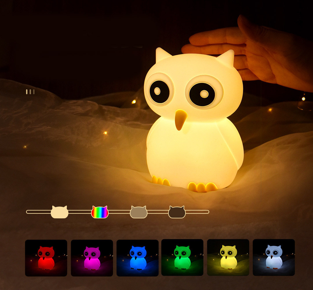 NEW Owl Design Wireless Charging Light Soft Silicone Pole Space Night Lamp For Kids