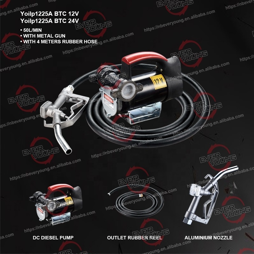 Electric DC 12V Diesel Transfer Pump Kit 50 Lpm with Rubber Hose Metal Nozzle fuel transfer pump set