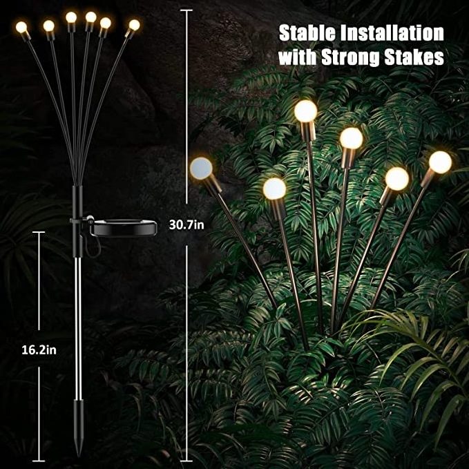 Outdoor LED Light Bulbs Decorative Garden Starburst Swaying Light Waterproof Solar Firefly Lights