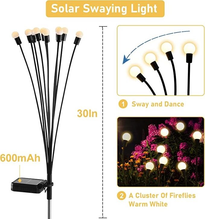 Outdoor LED Light Bulbs Decorative Garden Starburst Swaying Light Waterproof Solar Firefly Lights