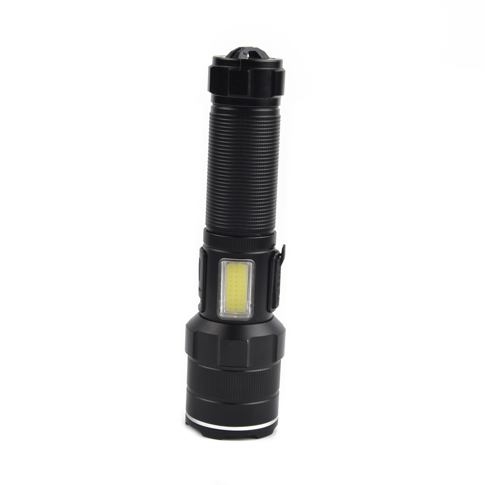 ZOOM Super Bright LED Flashlight Strong Torch Light  Waterproof USB Rechargeable Long Range Metal COB LED Flashlight