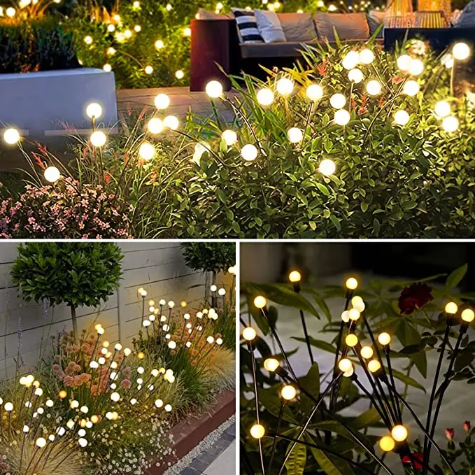 Outdoor LED Light Bulbs Decorative Garden Starburst Swaying Light Waterproof Solar Firefly Lights