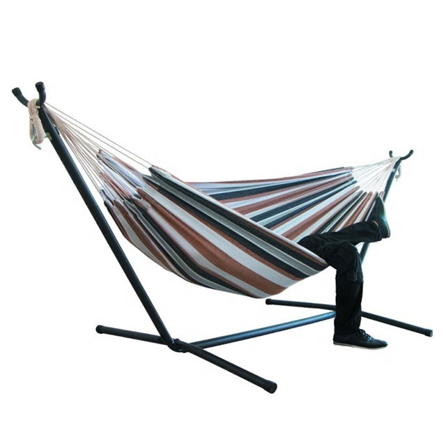 Camping Hammock with Stand 2 Person Heavy Duty with Space Saving Steel Stand Double Hammock Stand Portable Hammock