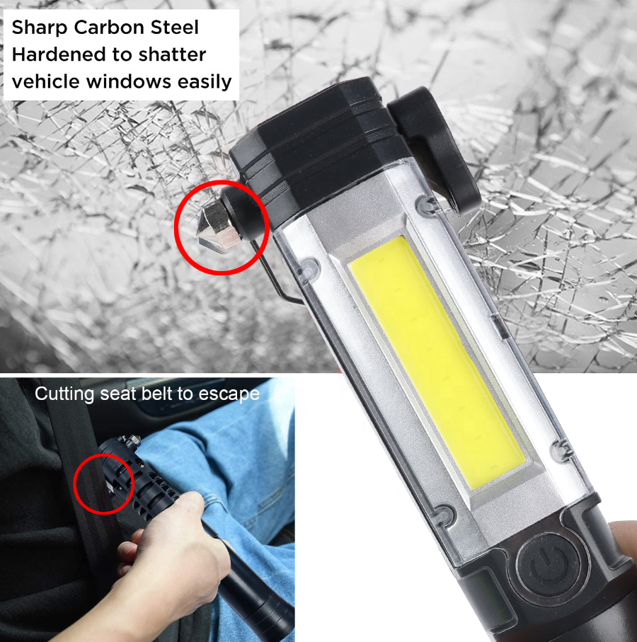 Emergency Auto Tool with Flashlight Car Safety Hammer, Emergency Escape Tool with Car Window Breaker and Seat Belt Cutter,