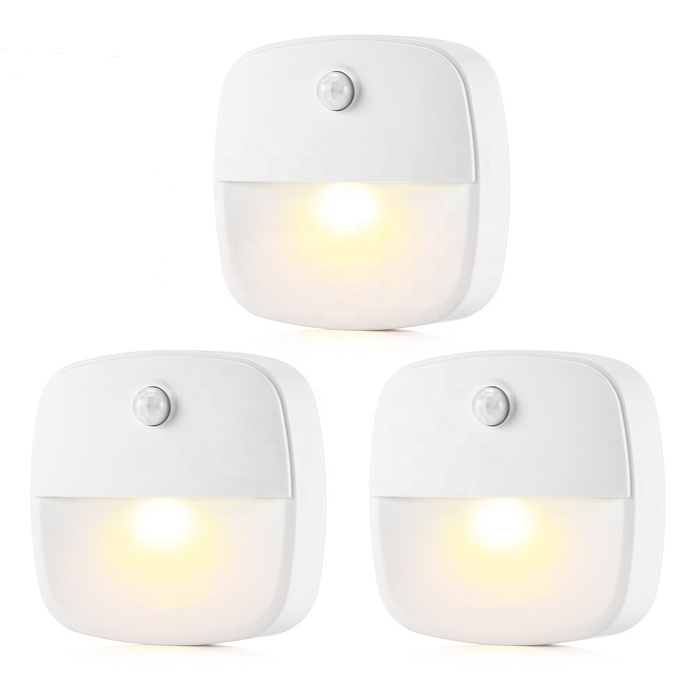 LED Motion Sensor Night Light, Mini Warm White LED Nightlight with Dusk to Dawn Motion Sensor, Adjustable Brightness for Bedroom