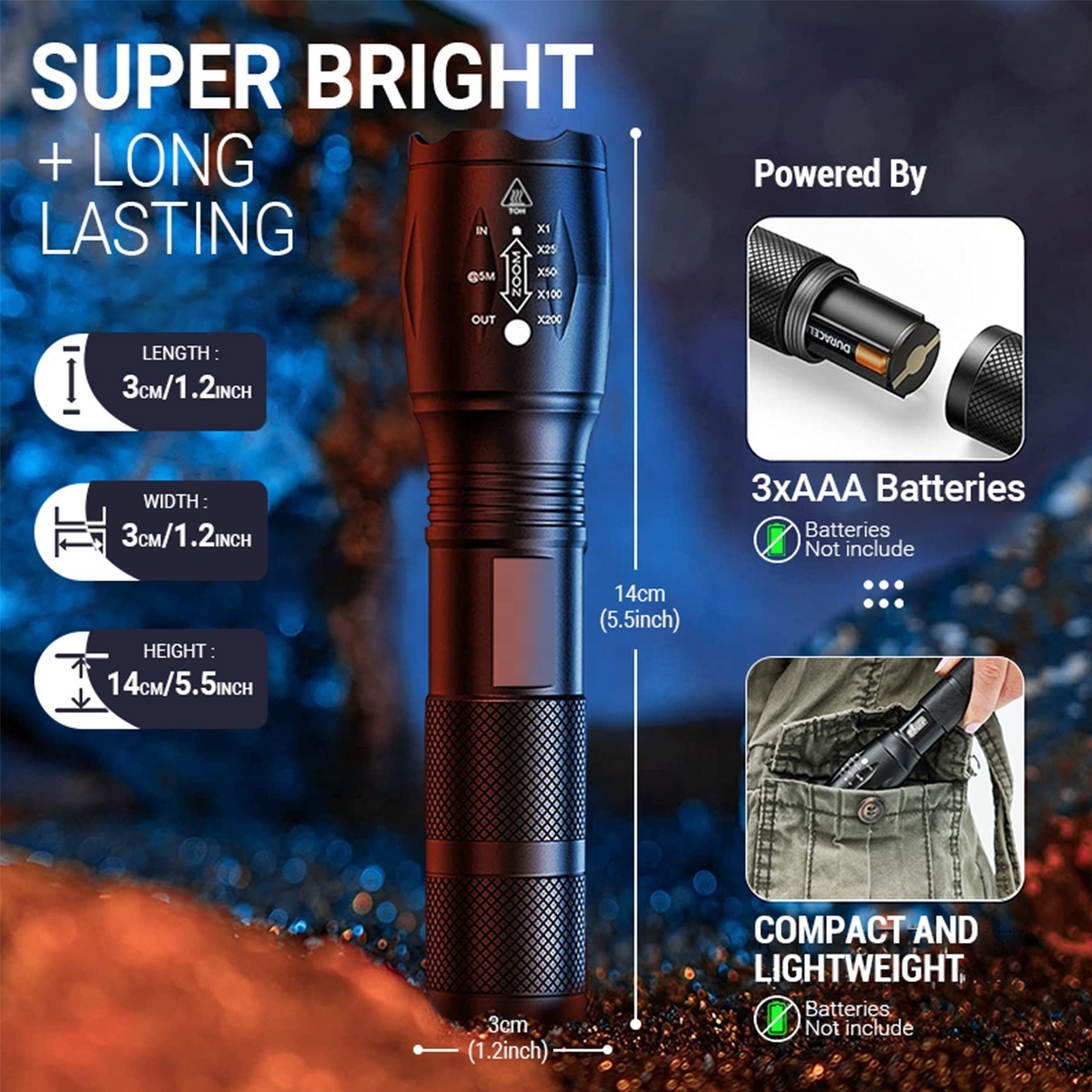 High Power Flashlights High Lumens 100000 Linternas LED Waterproof Powerful  Tactical Flashlights torches