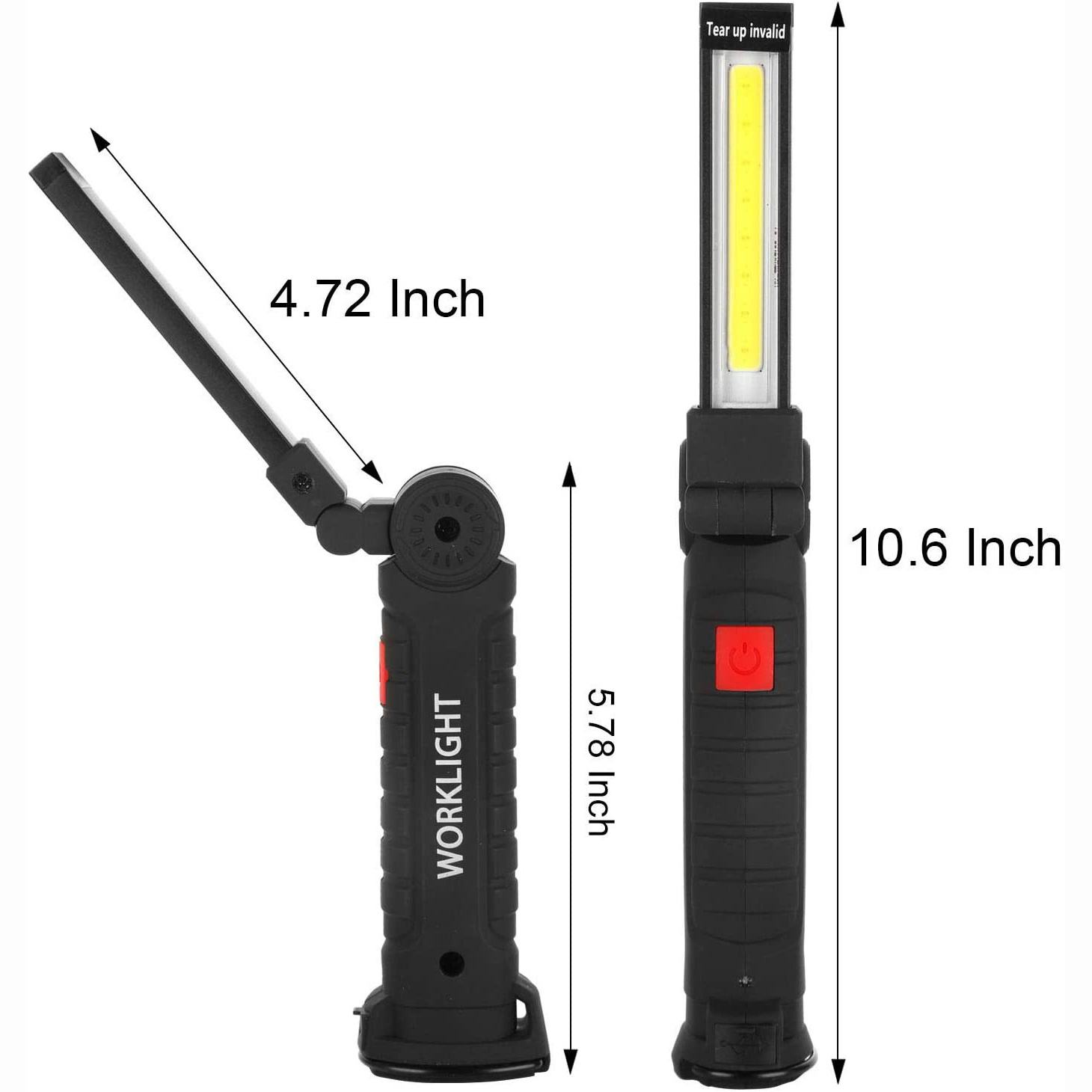 LED Work Lights USB Rechargeable COB Light Magnetic Base 360 degree Rotate 5 Modes Folding Flashlight Inspection Mechanic Light