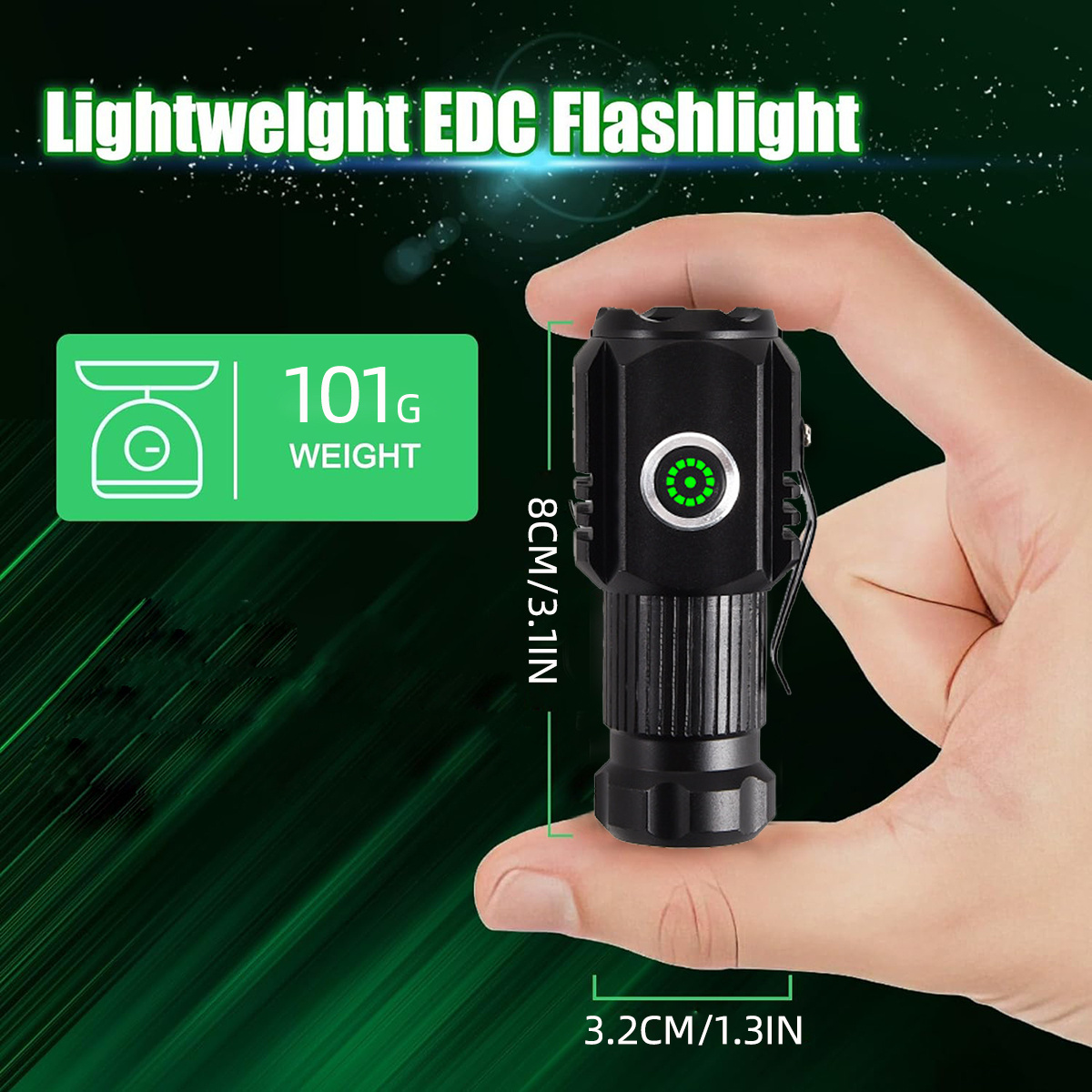 LED EDC High Lumens Rechargeable Flashlight Hat Lamp 2 in 1 Mini Flashlight  Waterproof 3 Bulbs Clip magnet