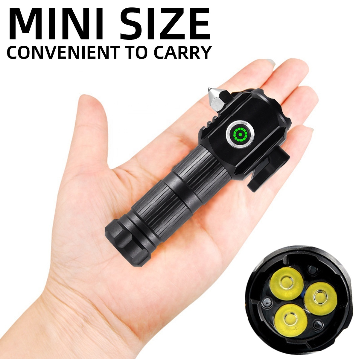 Car Hammer Flashlight Emergency Escape Tool with Window Breaker Cutter Rechargeable High Lumens Magnet Small Flashlight