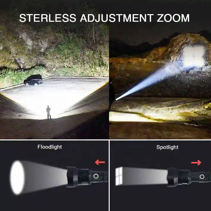 High Lumens 100000 Powerful LED Flashlight XHP70 Taschenlampe Linterna Portable Security Zoom Torch Light