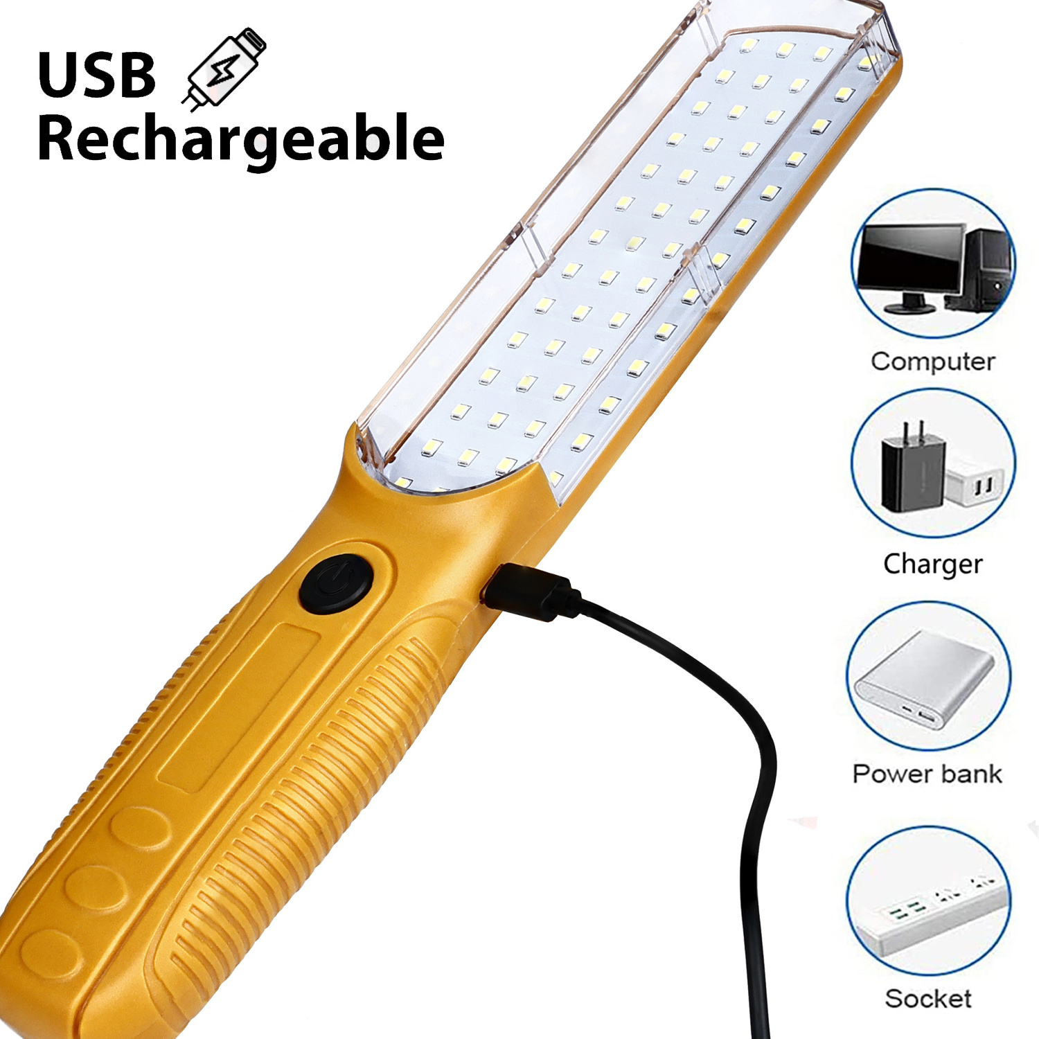 LED Rechargeable Worklight,Powerful Inspection Trouble Light with high low flash light for Mechanic,Camping,BBQ,Emergency