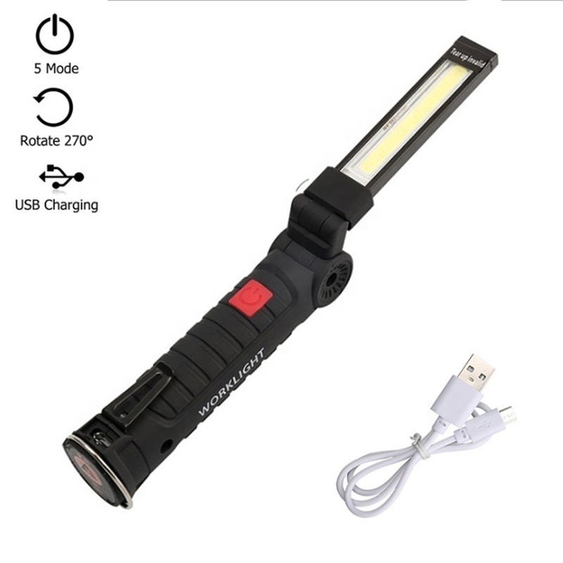 Rechargeable LED Work Light with Magnetic Base and Hanging Hook 360 degree Rotate magnetic for mechanics Car Repair Emergency