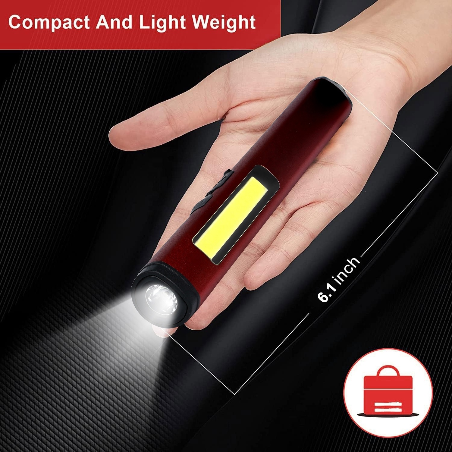 High Quality Multi-function Flashlight Adjustable Clip Working Light LED Rechargeable Pocket Pen Light With Double Magnet