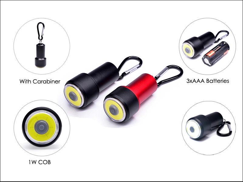 Easily Operate Tiny Pocket Keychain Flashlight with Carabiner Bright COB  Mini Aluminum Flashlight