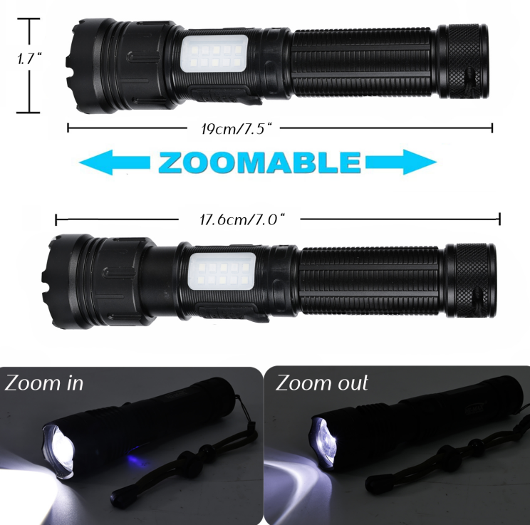 Multipurpose LED COB With Red Light USB Rechargeable Aluminum Alloy Power Torch Flashlight For Outdoor Camping With Magnet