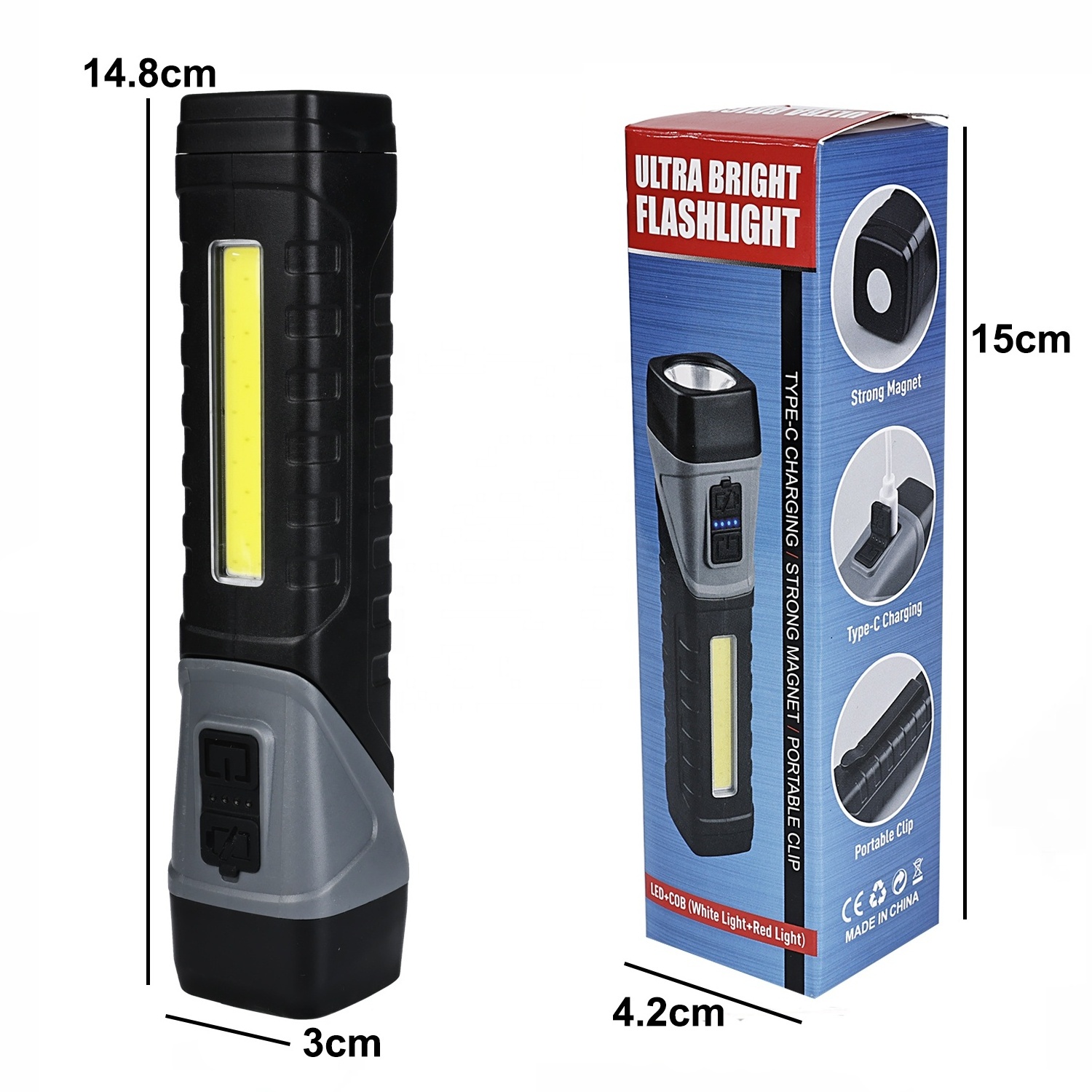 10000lm Swivel LED Worklight Flashlight Hand Work Light Lamp Portable Magnetic Cordless Inspection Light for car repair