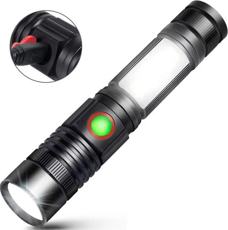 COB Flashlights Torches 18650 usb Rechargeable Led tactical torches Magnet Base LED work flashlight