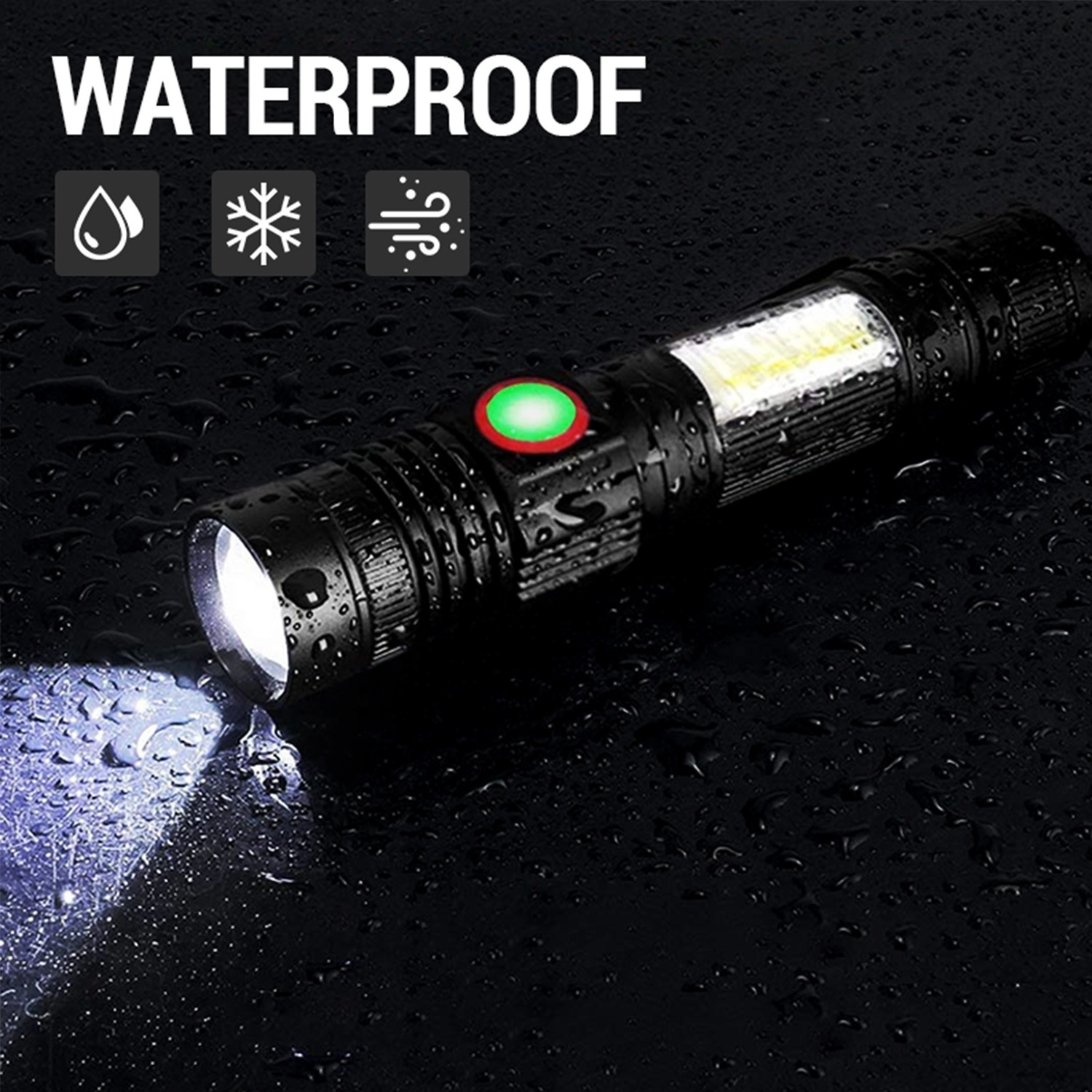 COB Flashlights Torches 18650 usb Rechargeable Led tactical torches Magnet Base LED work flashlight