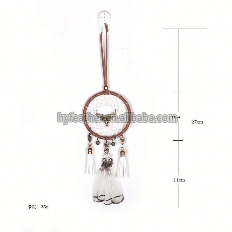 Eco-friendly DIY Wholesale white mini dreamcatcher diy making kit big with lights feather dream catcher for home decorations