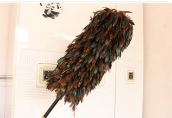 natural rooster feather crafts Wooden handle chinese luxury rooster chicken feather car duster for home cleaning