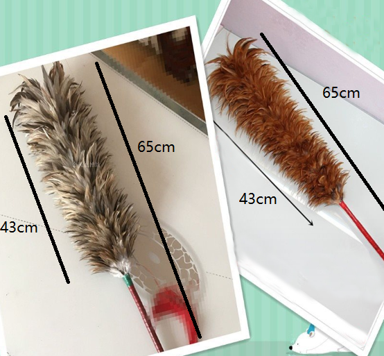 natural rooster feather crafts Wooden handle chinese luxury rooster chicken feather car duster for home cleaning