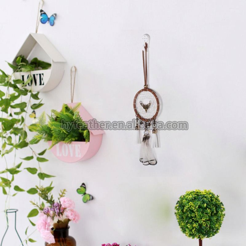 Eco-friendly DIY Wholesale white mini dreamcatcher diy making kit big with lights feather dream catcher for home decorations