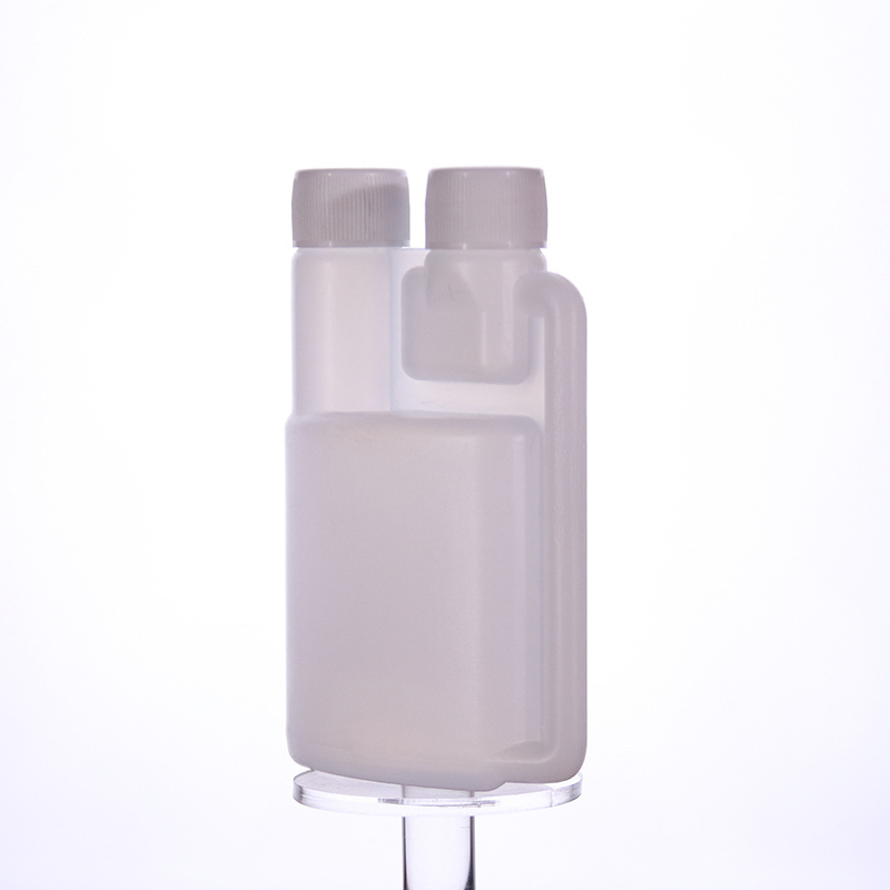 100ml Hdpe Dosing Measuring twin neck Plastic Dual Chamber Bottle