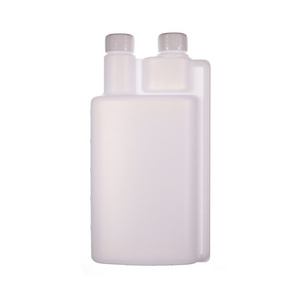 1000ml Hdpe white plastic twin neck dosing bottle with screw cap two chamber bottle