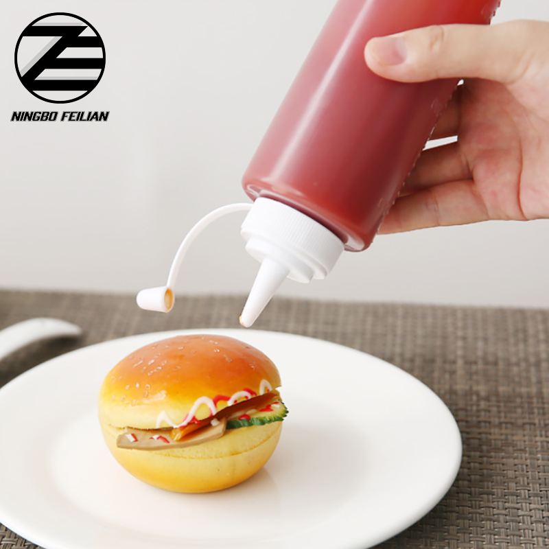 Premium Quality 200-300ml Squeeze Plastic Salad Dressing Clear PE Sauce Bottle For Ketchup 8oz Soy Sauce Bottle With Scale