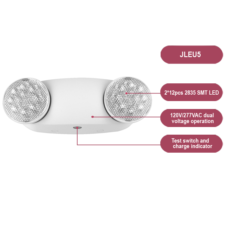 TOP SALE JLEU5RC UL Listed Twin head LED led light rechargeable LED wall mounted emergency lights