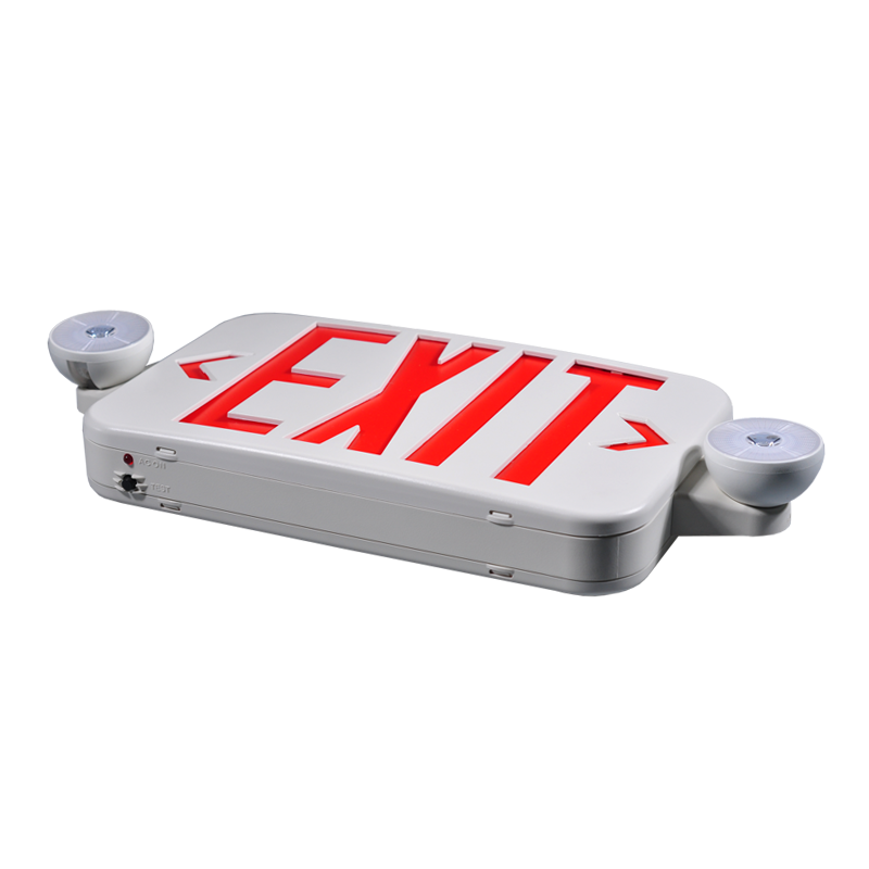 Made by FEITUO Emergency Exit Sign Supplier Since1967-NEW Slim UL Listed LED Combo EMERGENCY EXIT SIGN W/Twin Heads JLECE2RW